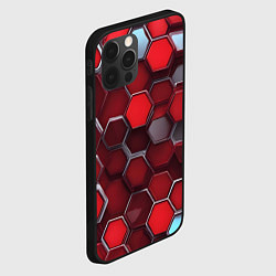 Чехол для iPhone 12 Pro Cyber hexagon red, цвет: 3D-черный — фото 2