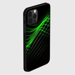 Чехол для iPhone 12 Pro Зеленые яркие линии, цвет: 3D-черный — фото 2