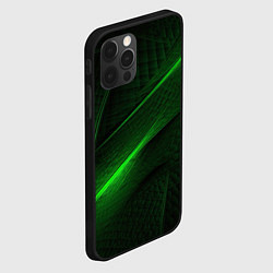 Чехол для iPhone 12 Pro Green neon lines, цвет: 3D-черный — фото 2