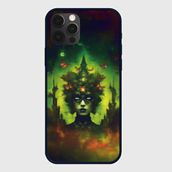 Чехол iPhone 12 Pro Зеленая фантастическая ведьма с бабочками
