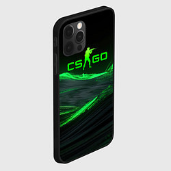 Чехол для iPhone 12 Pro CSGO neon green logo, цвет: 3D-черный — фото 2