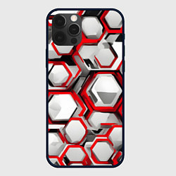 Чехол iPhone 12 Pro Кибер Hexagon Красный