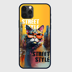 Чехол для iPhone 12 Pro Кот в городе - street style, цвет: 3D-черный