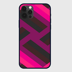 Чехол для iPhone 12 Pro Розовый и тёмный паттерн, цвет: 3D-черный