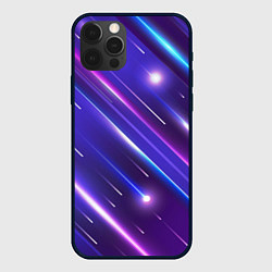 Чехол для iPhone 12 Pro Неоновый звездопад - полосы, цвет: 3D-черный