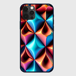 Чехол для iPhone 12 Pro Разноцветные объёмные ромбы узор, цвет: 3D-черный