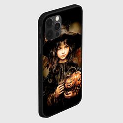 Чехол для iPhone 12 Pro Маленькая ведьма с тыквами, цвет: 3D-черный — фото 2
