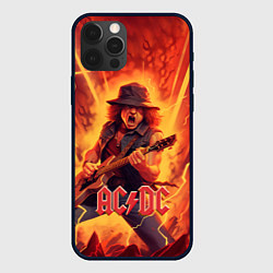 Чехол для iPhone 12 Pro ACDC rock music fire, цвет: 3D-черный