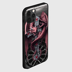 Чехол для iPhone 12 Pro Красный кельтский дракон на готическом кресте, цвет: 3D-черный — фото 2