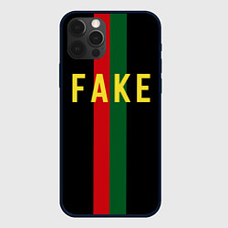 Чехол для iPhone 12 Pro Fake зелёная и красная полосы, цвет: 3D-черный