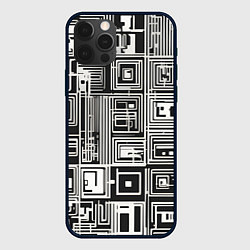 Чехол для iPhone 12 Pro Белые полосы на чёрном фоне, цвет: 3D-черный