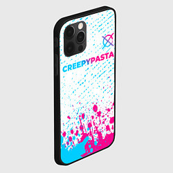 Чехол для iPhone 12 Pro CreepyPasta neon gradient style: символ сверху, цвет: 3D-черный — фото 2