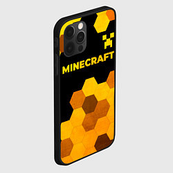 Чехол для iPhone 12 Pro Minecraft - gold gradient: символ сверху, цвет: 3D-черный — фото 2