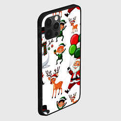 Чехол для iPhone 12 Pro Зимний праздник - деды морозы гномы олени, цвет: 3D-черный — фото 2