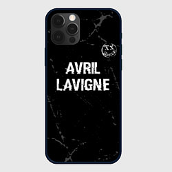 Чехол для iPhone 12 Pro Avril Lavigne glitch на темном фоне: символ сверху, цвет: 3D-черный