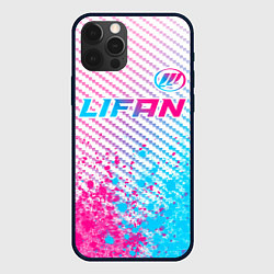 Чехол для iPhone 12 Pro Lifan neon gradient style: символ сверху, цвет: 3D-черный