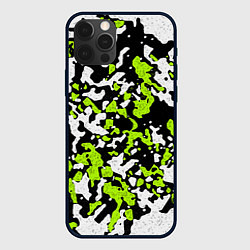 Чехол для iPhone 12 Pro Абстракция чёрно-зелёная, цвет: 3D-черный