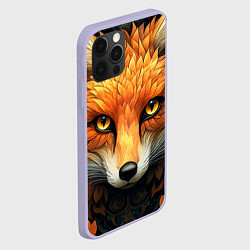 Чехол для iPhone 12 Pro Лис в стиле фолк-арт, цвет: 3D-светло-сиреневый — фото 2