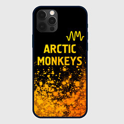 Чехол для iPhone 12 Pro Arctic Monkeys - gold gradient: символ сверху, цвет: 3D-черный