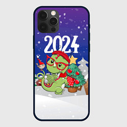Чехол для iPhone 12 Pro Дракончик у елки, цвет: 3D-черный