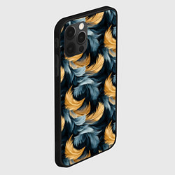 Чехол для iPhone 12 Pro Перья желтые серые паттерн, цвет: 3D-черный — фото 2