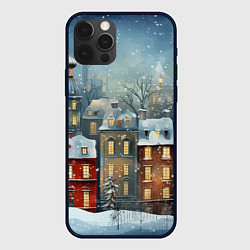 Чехол для iPhone 12 Pro Новогодний городок, цвет: 3D-черный