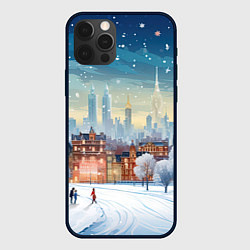 Чехол для iPhone 12 Pro Новогодний городок, цвет: 3D-черный