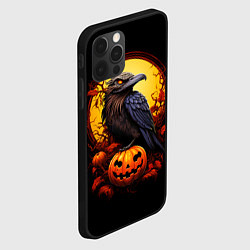Чехол для iPhone 12 Pro Halloween - ворон и тыква, цвет: 3D-черный — фото 2