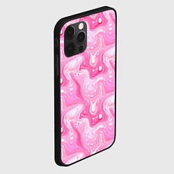 Чехол для iPhone 12 Pro Розовые разводы краски, цвет: 3D-черный — фото 2