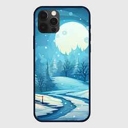 Чехол для iPhone 12 Pro Новогодний пейзаж природа, цвет: 3D-черный