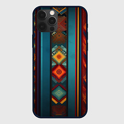 Чехол для iPhone 12 Pro Этнический орнамент в вертикальную полоску, цвет: 3D-черный