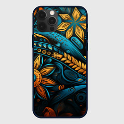 Чехол для iPhone 12 Pro Узор с растительными элементами, цвет: 3D-черный