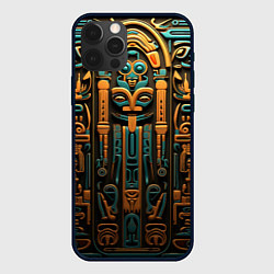 Чехол для iPhone 12 Pro Орнамент в египетском стиле, бюст Нефертити, цвет: 3D-черный