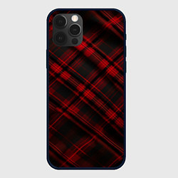 Чехол iPhone 12 Pro Тёмно-красная шотландская клетка