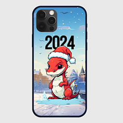 Чехол для iPhone 12 Pro Новогодний дракон 2024, цвет: 3D-черный