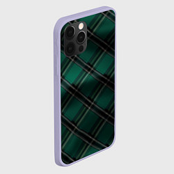 Чехол для iPhone 12 Pro Тёмно-зелёная диагональная шотландская клетка, цвет: 3D-светло-сиреневый — фото 2
