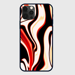 Чехол для iPhone 12 Pro Абстракция разлитые краски бежевый красный и чёрны, цвет: 3D-черный