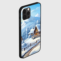 Чехол для iPhone 12 Pro Новогодняя зимняя деревня, цвет: 3D-черный — фото 2