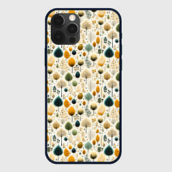 Чехол для iPhone 12 Pro Паттерн разные деревья и кустарники, цвет: 3D-черный