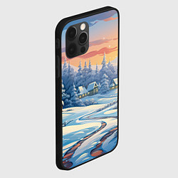 Чехол для iPhone 12 Pro Новогодний пейзаж зимний, цвет: 3D-черный — фото 2