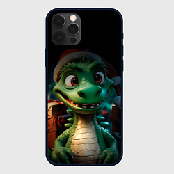 Чехол для iPhone 12 Pro Зеленый милый дракончик 2024, цвет: 3D-черный