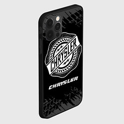 Чехол для iPhone 12 Pro Chrysler speed на темном фоне со следами шин, цвет: 3D-черный — фото 2