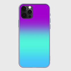 Чехол для iPhone 12 Pro Фиолетовый бирюзовый голубой неоновый градиент, цвет: 3D-светло-сиреневый