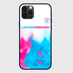 Чехол для iPhone 12 Pro Lamborghini neon gradient style посередине, цвет: 3D-черный