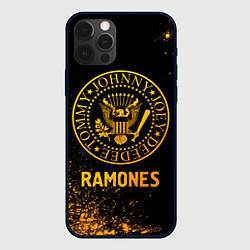 Чехол для iPhone 12 Pro Ramones - gold gradient, цвет: 3D-черный