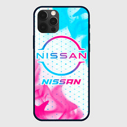 Чехол для iPhone 12 Pro Nissan neon gradient style, цвет: 3D-черный