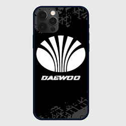 Чехол для iPhone 12 Pro Daewoo speed на темном фоне со следами шин, цвет: 3D-черный