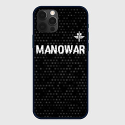 Чехол для iPhone 12 Pro Manowar glitch на темном фоне посередине, цвет: 3D-черный