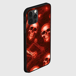 Чехол для iPhone 12 Pro Красные черепа и кости, цвет: 3D-черный — фото 2