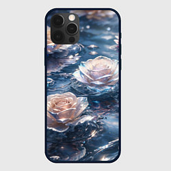 Чехол для iPhone 12 Pro Белые розы на воде, цвет: 3D-черный